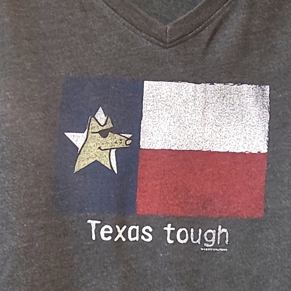 "Texas Tough" Teddy the Dog V-neck Tee, Womens Plus Size 1, Charcoal Grey - Picture 3 of 7